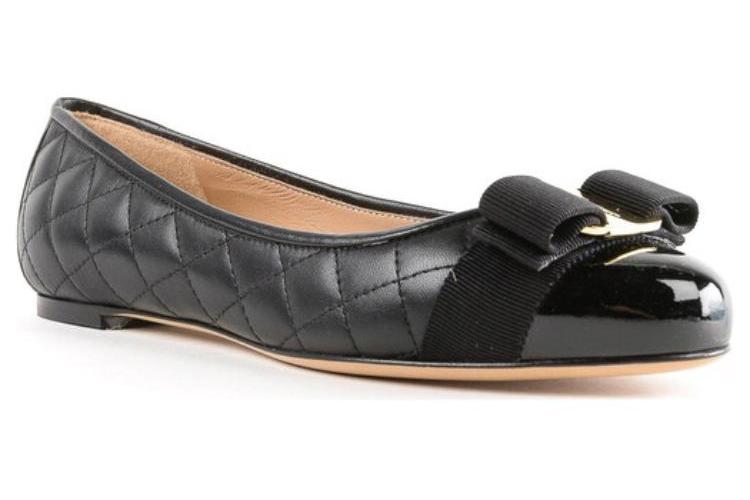 Балетки женские FERRAGAMO Varina черные-тан, 36.5 EU