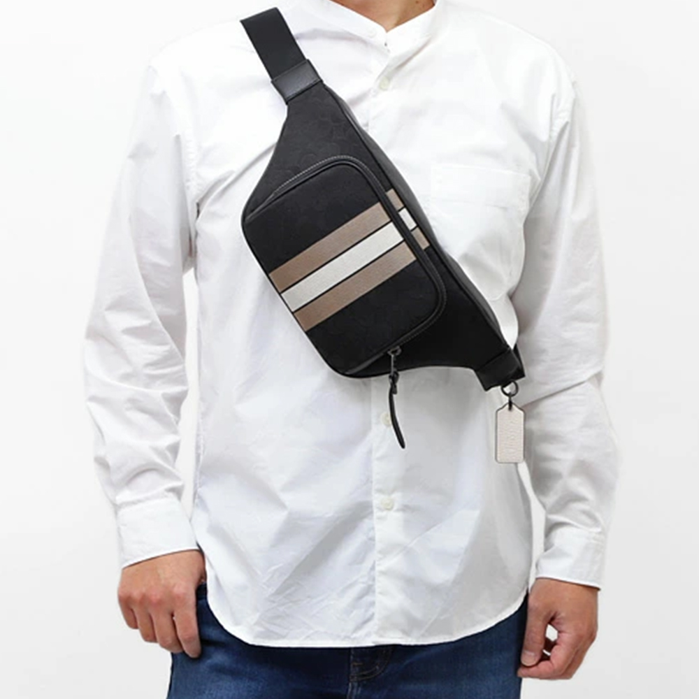 Поясная сумка мужская COACH Thompson Jacquard черная