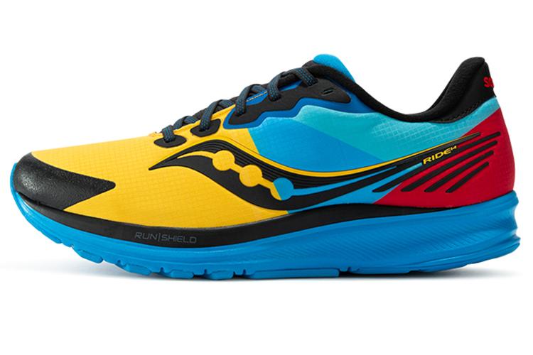 Кроссовки мужские Saucony Ride 14 Runshield желтые-голубые, 43 EU