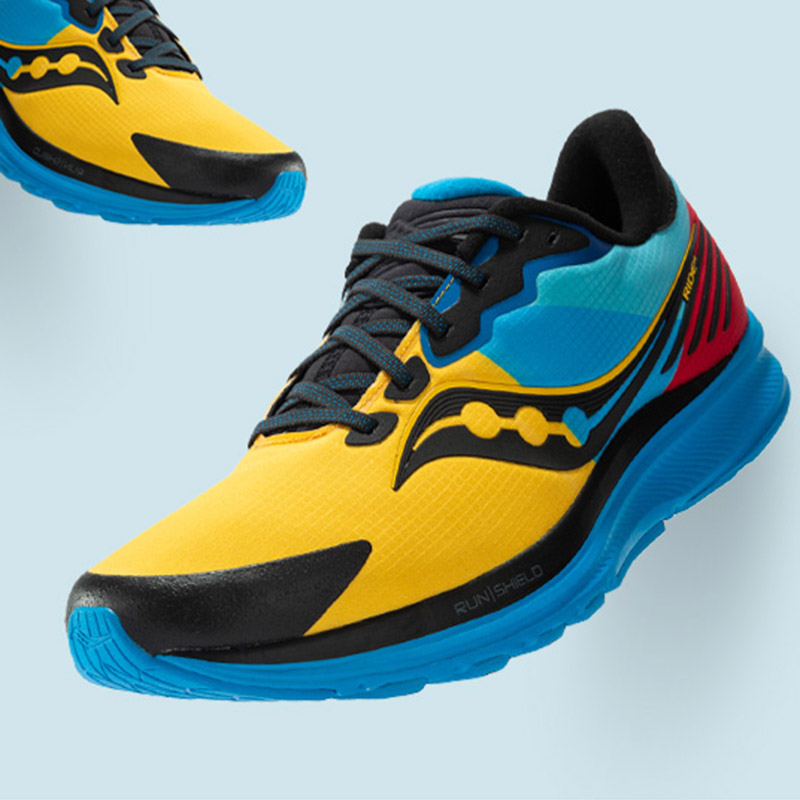 Кроссовки мужские Saucony Ride 14 Runshield желтые-голубые, 43 EU