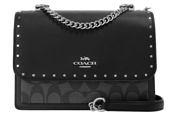 Сумка женская COACH Klare кроссбоди серый с монограммой и черной отделкой