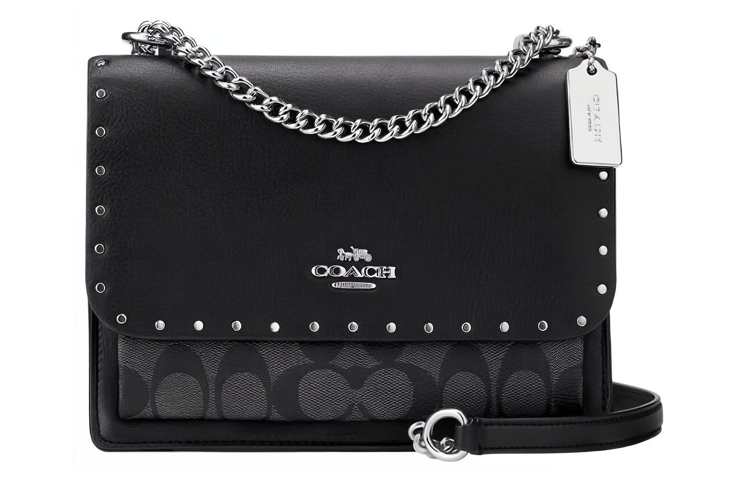 Сумка женская COACH Klare серый с монограммой и черной отделкой