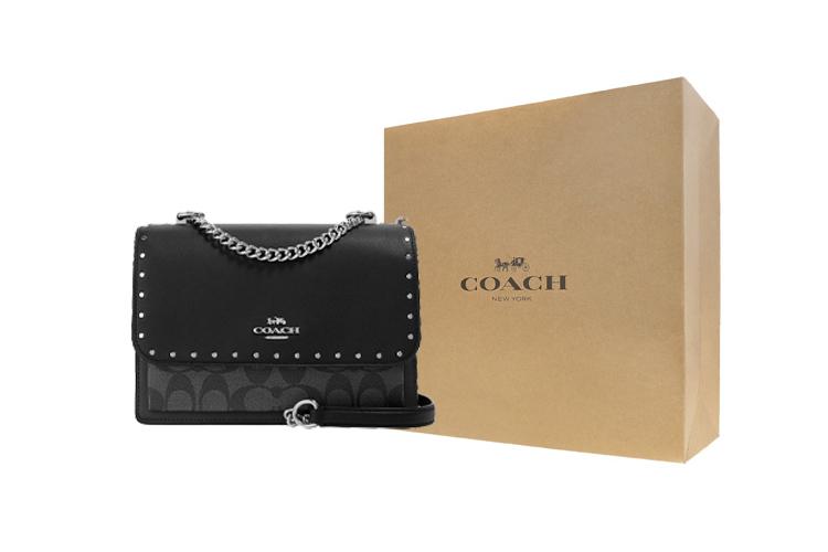 Сумка женская COACH Klare серый с монограммой и черной отделкой