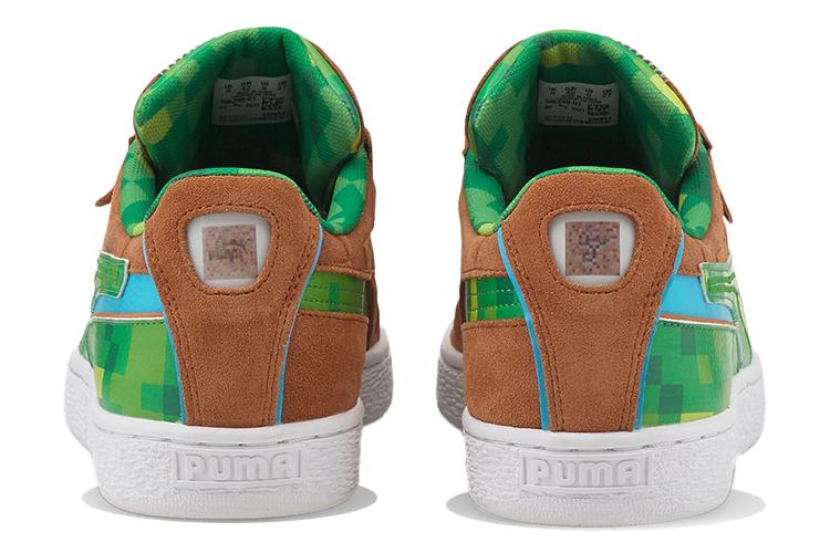 Кроссовки унисекс PUMA Minecraft X Suede коричневые-зеленые, 43 EU