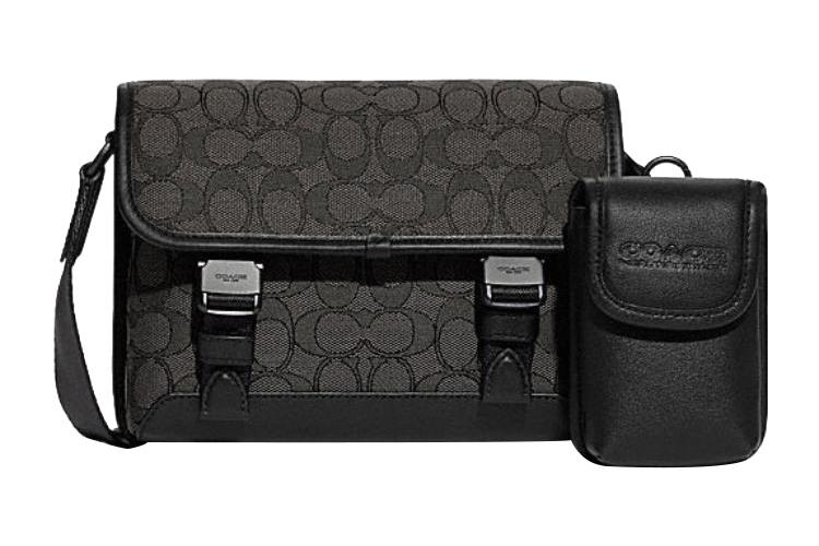 Сумка мужская COACH League Monogram Canvas черная, малый размер