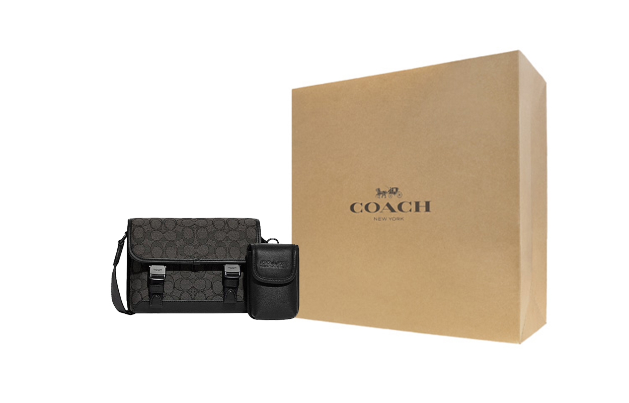 Сумка мужская COACH League Monogram Canvas черная, малая