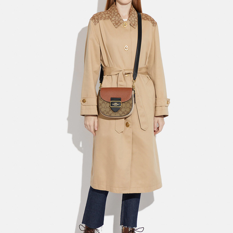 Кроссбоди сумка женская COACH Saddle Bag коричневая и ржавого оттенка