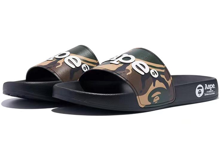 Шлепанцы унисекс Aape Shock Absorbers коричневый/зелёный