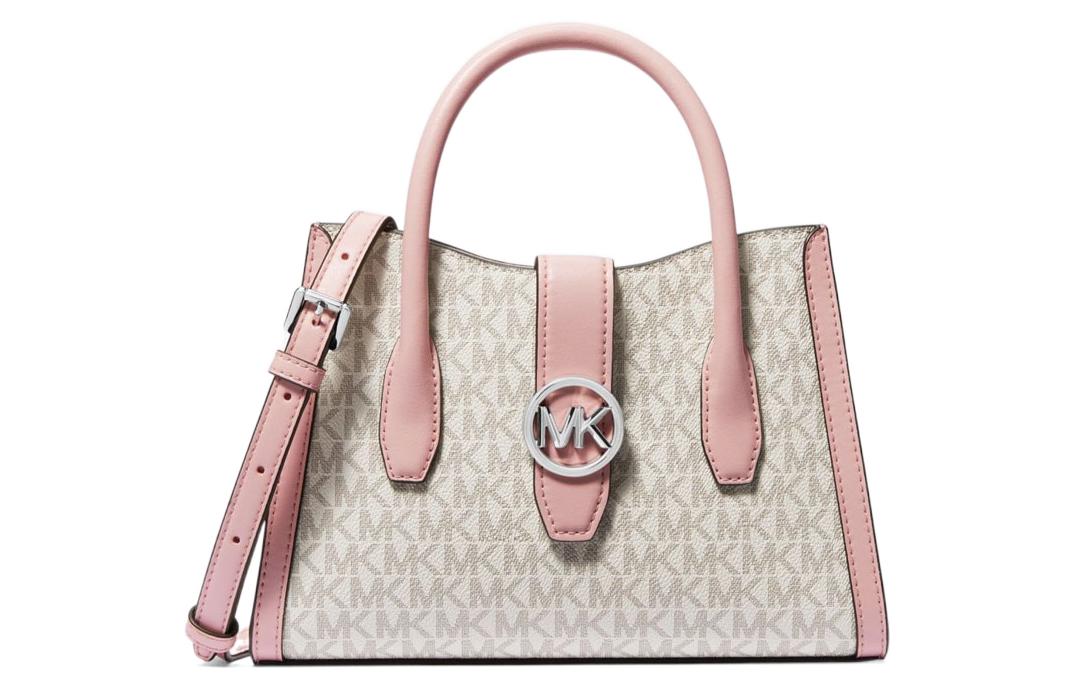 Сумка женская MICHAEL KORS Gabby Canvas With Leather розовая и кремово-серая