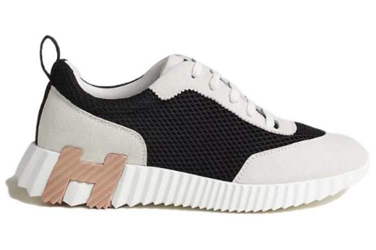 Кроссовки женские HERMES Bouncing Low top черные, белые, 37 EU