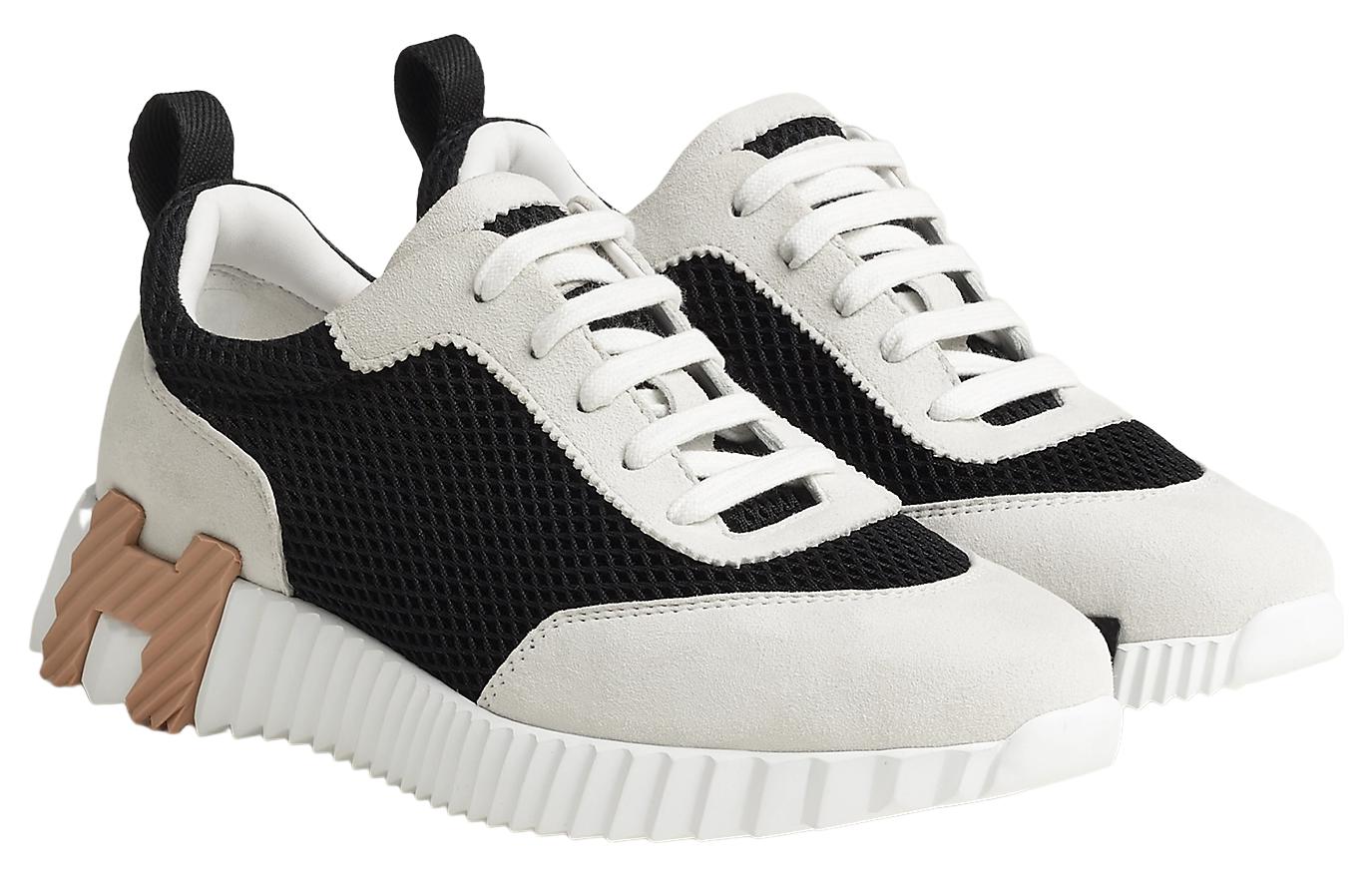 Кроссовки женские HERMES Bouncing Low top черные, белые, 37 EU