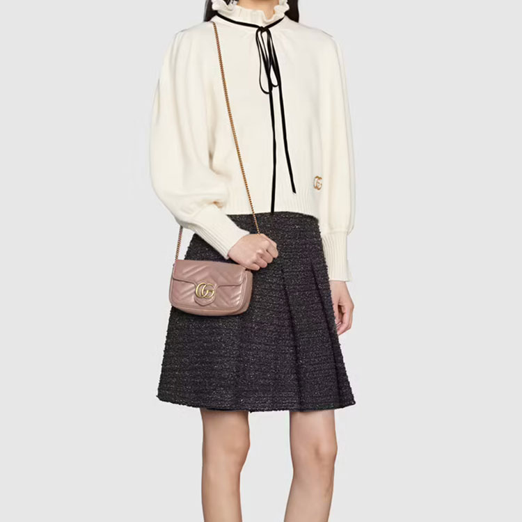 Сумка женская GUCCI GG Marmont Extra Mini milk tea nude