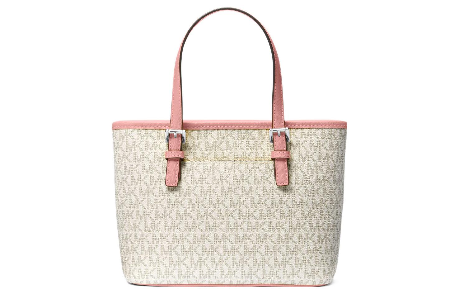 Сумка женская MICHAEL KORS Jet Set Canvas Tote белая и розовая