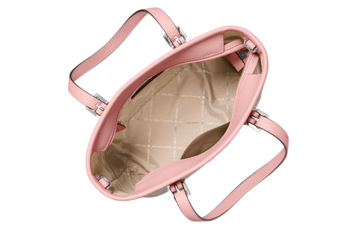 Сумка женская MICHAEL KORS Jet Set Canvas Tote белая и розовая