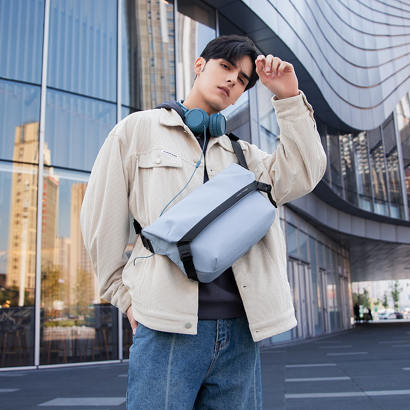 Сумка мужская MARK RYDEN L-MR2819 черная, серо-голубая