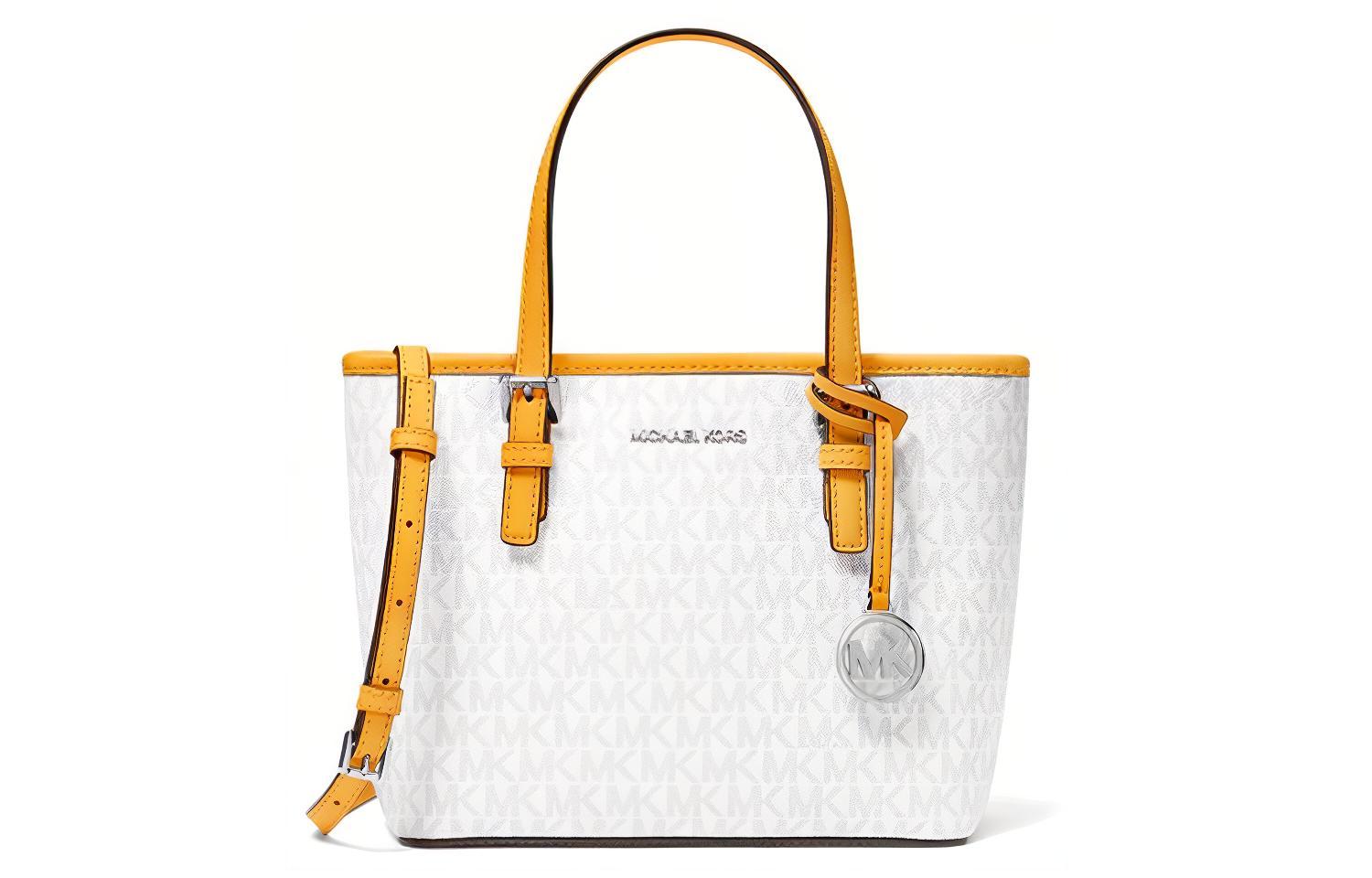 Сумка женская MICHAEL KORS Jet Set Leather Basket Bag бело-желтая