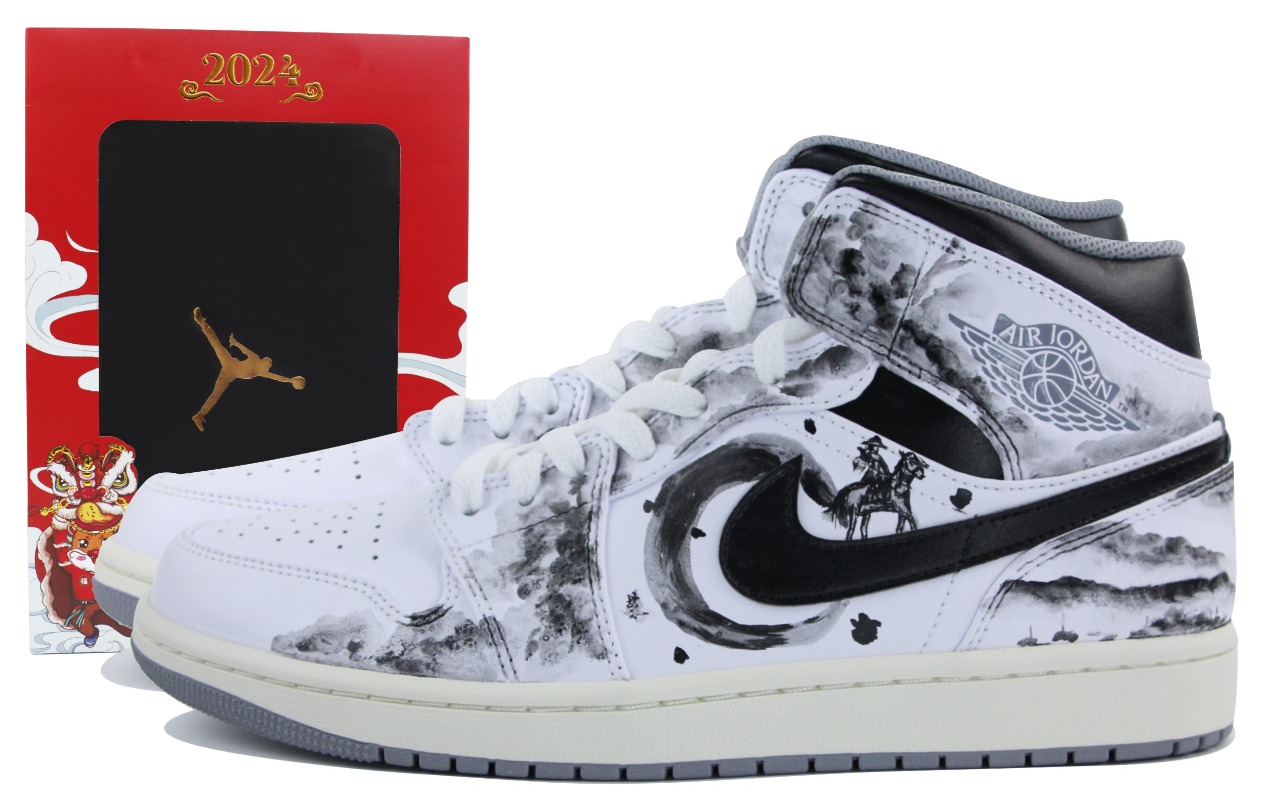Кеды мужские Jordan Air Jordan 1 CNY Panda Mid-Top черные, 42.5 EU
