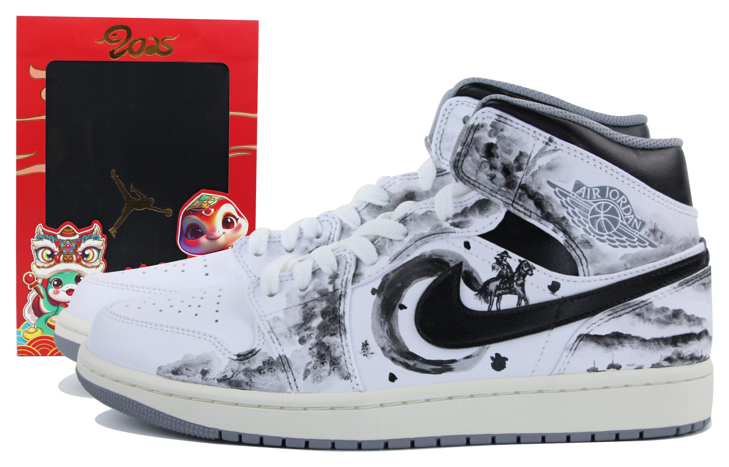 Кеды мужские Jordan Air Jordan 1 CNY Panda Mid-Top черные, 42.5 EU