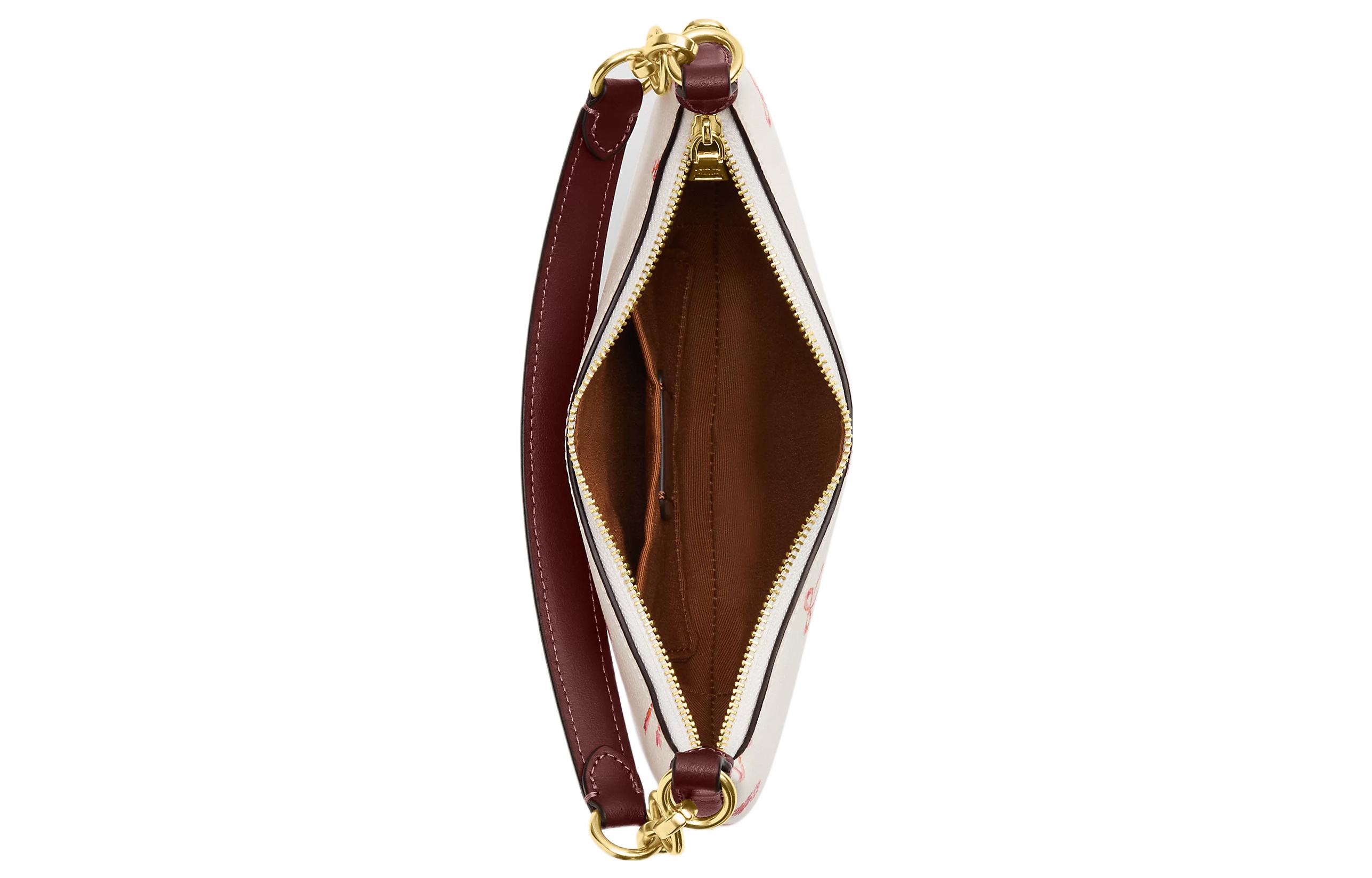 Сумка женская COACH Payton Canvas With Leather Crescent Bag Chalk & Burgundy Multicolor, Basic Set (Bag+Dust Bag) EU