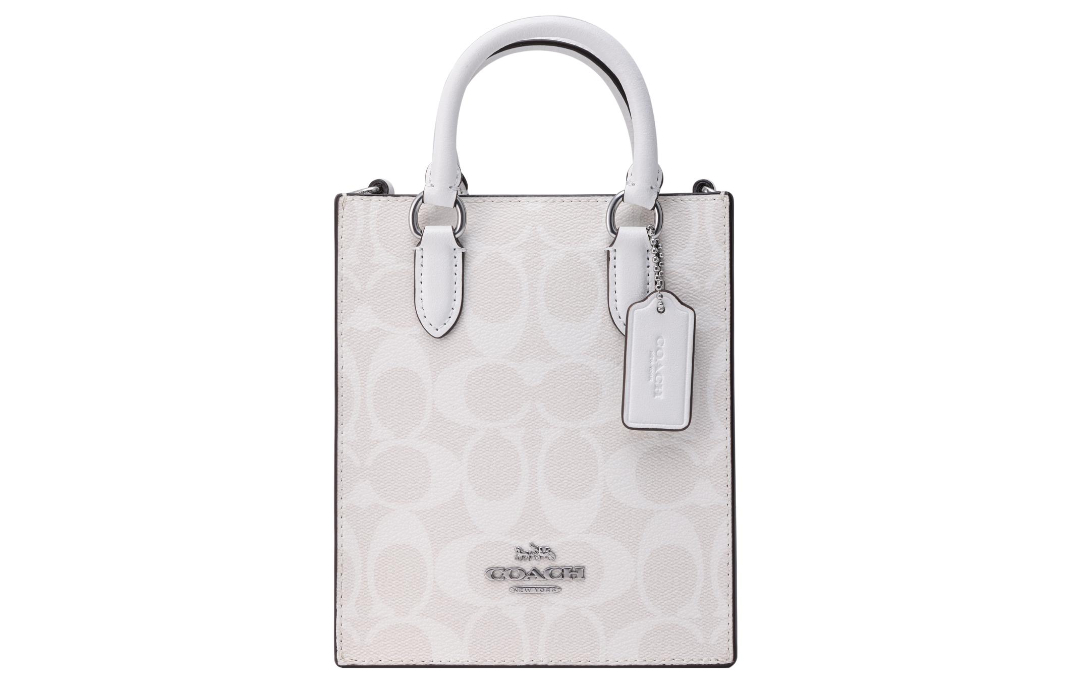 Сумка женская COACH Canvas With Leather Mini белая, Gift Box Set (Basic Set+Yellow Box) EU