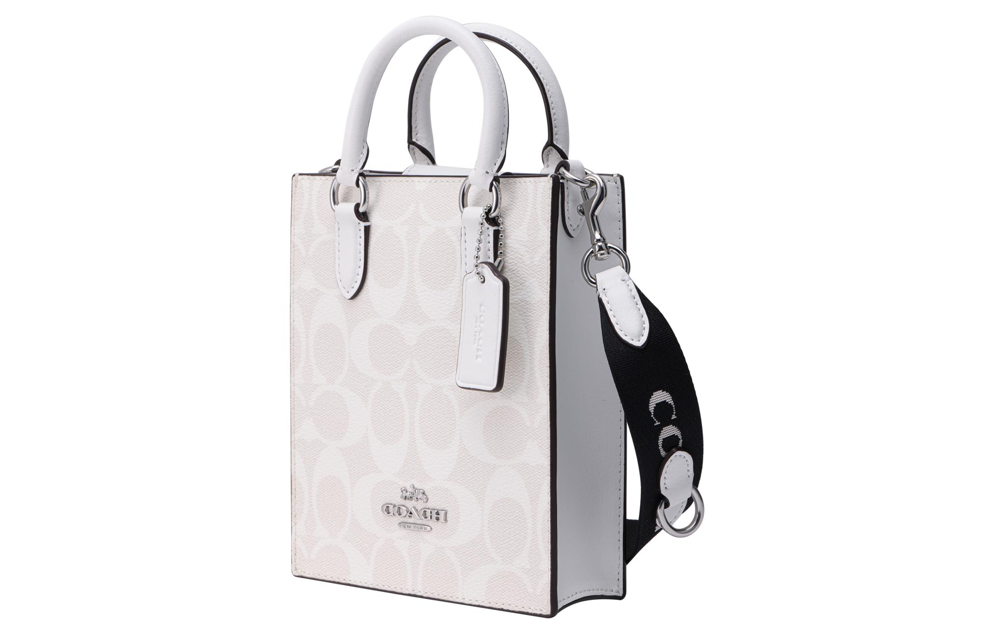 Сумка женская COACH Canvas With Leather Mini белая, Gift Box Set (Basic Set+Yellow Box) EU