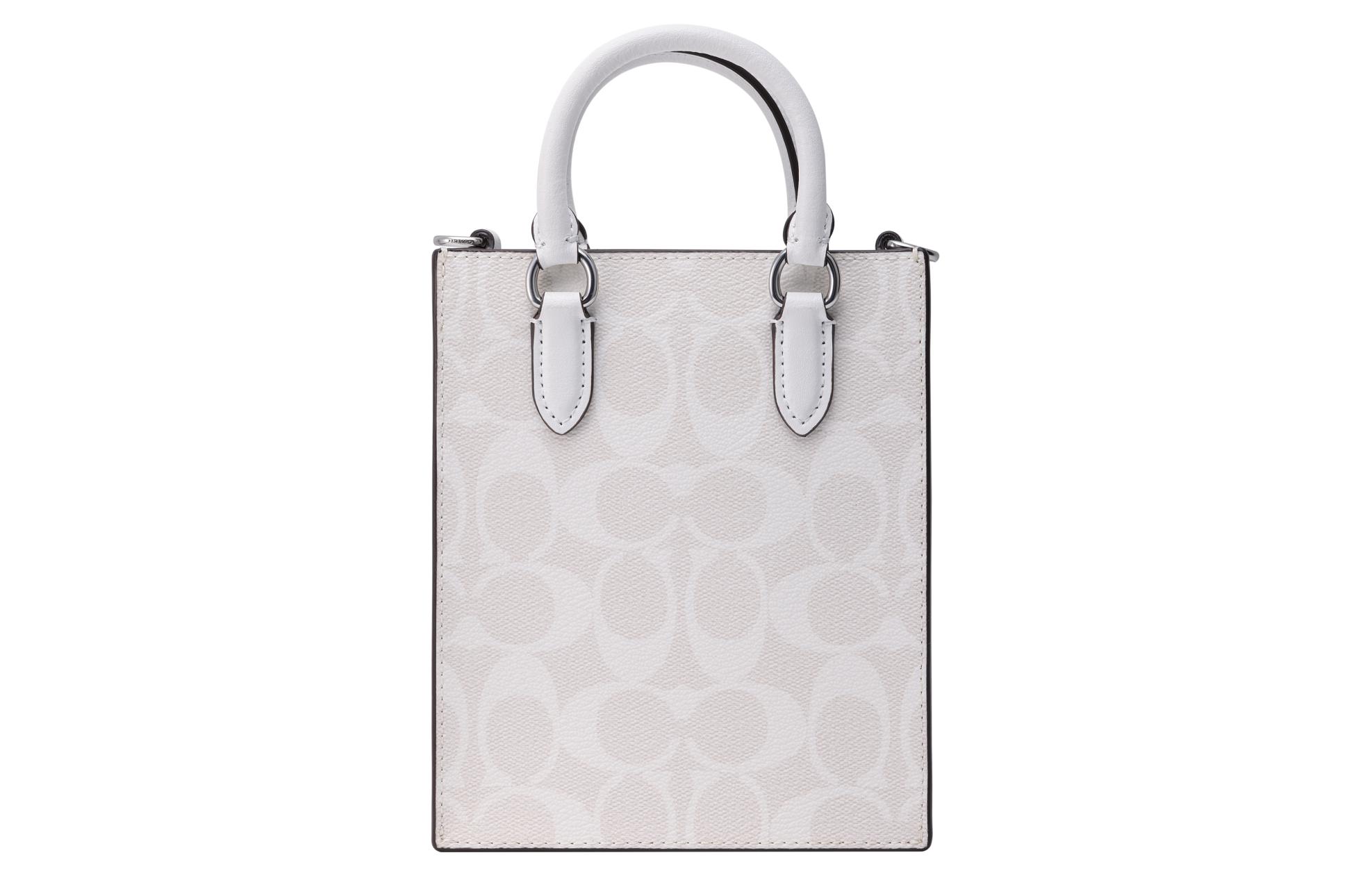 Сумка женская COACH Canvas With Leather Mini белая, Gift Box Set (Basic Set+Yellow Box) EU