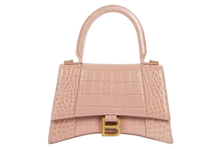 Сумка женская Balenciaga Hourglass Top Handle Bag Small бежевого цвета