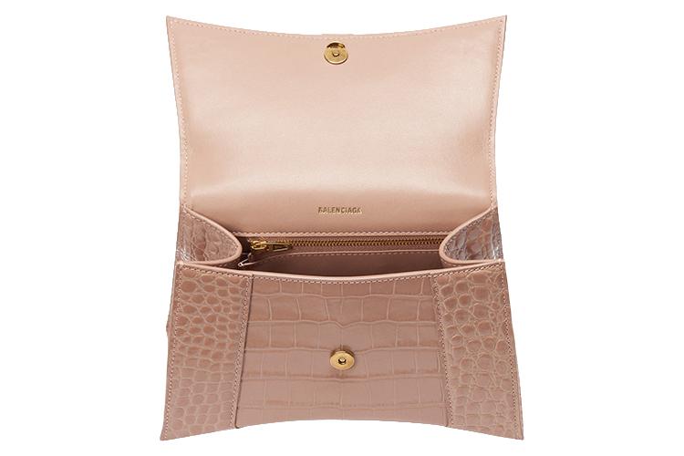 Сумка женская Balenciaga Hourglass Top Handle Bag Small бежевого цвета