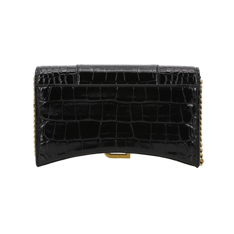 Женская сумка Balenciaga Wallet on Chain черная-золотая