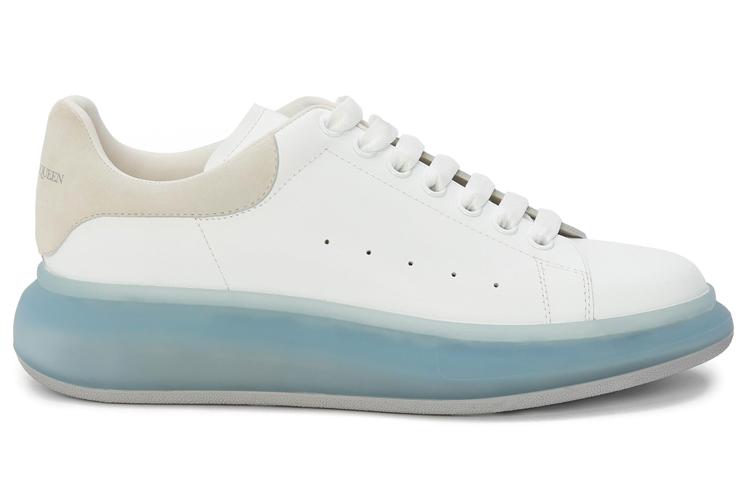 Кроссовки мужские Alexander McQueen Oversized белые с голубой подошвой, 43 EU