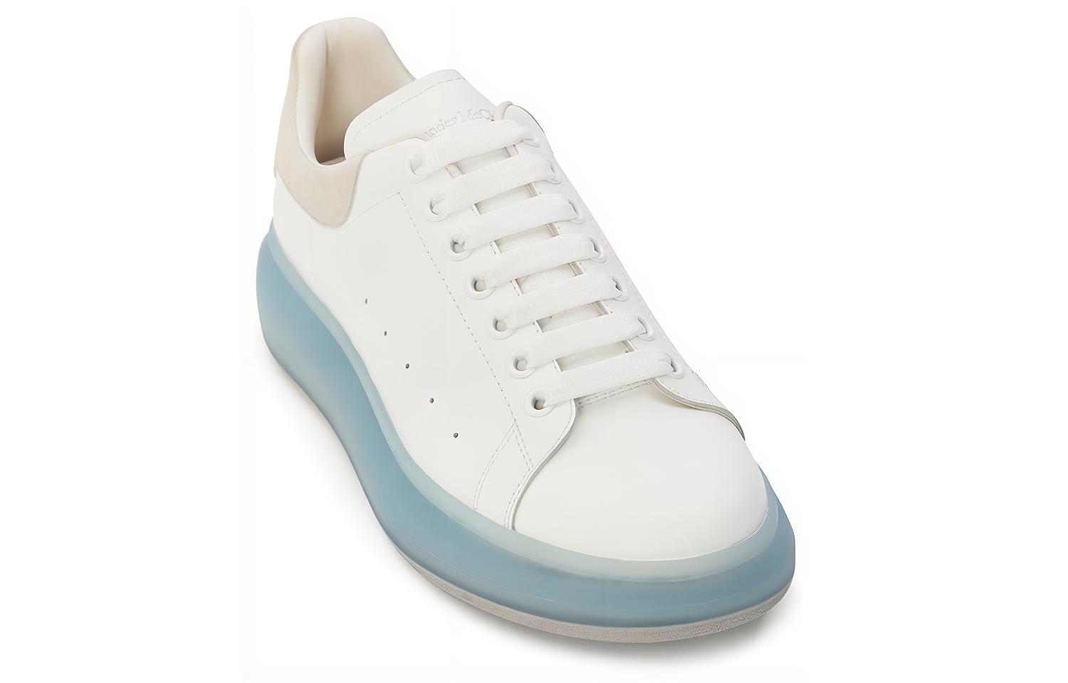 Кроссовки мужские Alexander McQueen Oversized белые с голубой подошвой, 43 EU