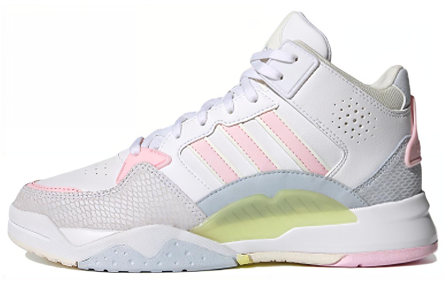 Спортивные кеды женские Adidas Neo 5th Quarter белые, розовые, желтые