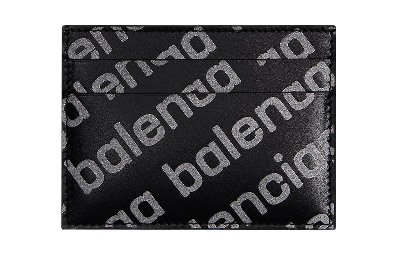 Кошелек мужской Balenciaga Allover Logo Print черно-серебристый