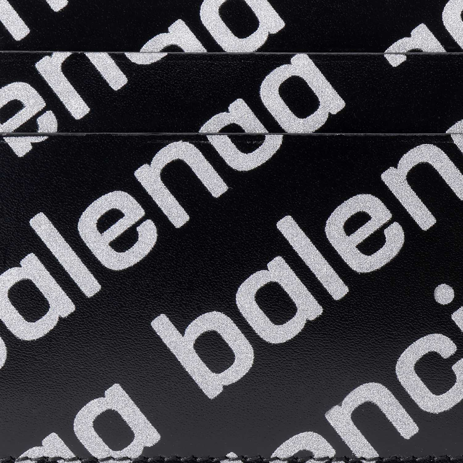 Кошелек мужской Balenciaga Allover Logo Print черно-серебристый