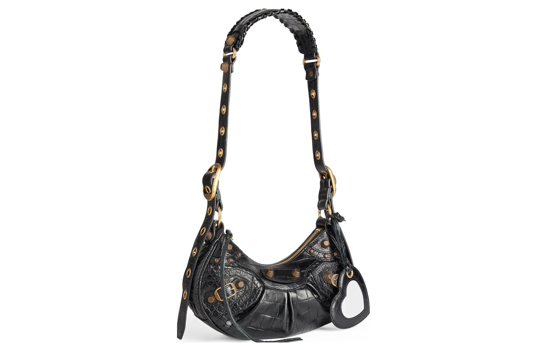 Сумка женская Balenciaga Le Cagole XS Crocodile Embossed черная