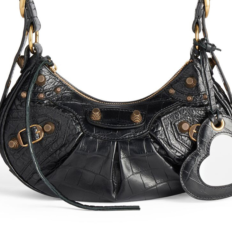 Сумка женская Balenciaga Le Cagole XS Crocodile Embossed черная