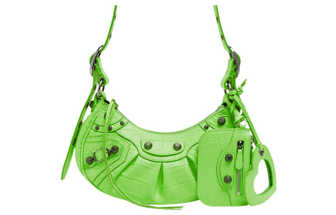 Плечевая сумка женская Balenciaga Le Cagole XS, зеленая-черная