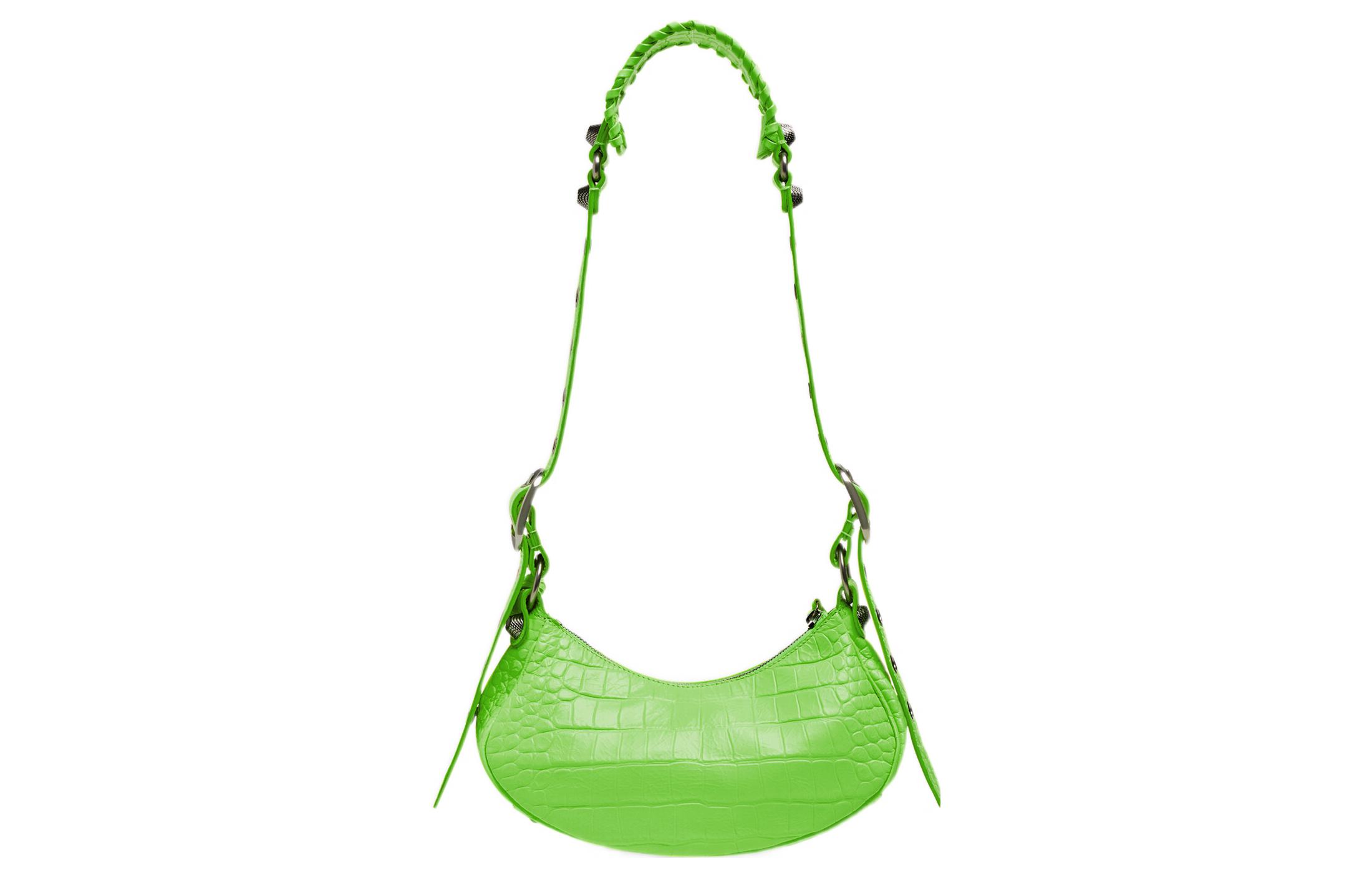 Плечевая сумка женская Balenciaga Le Cagole XS, зеленая-черная