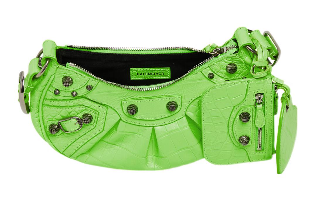 Плечевая сумка женская Balenciaga Le Cagole XS, зеленая-черная