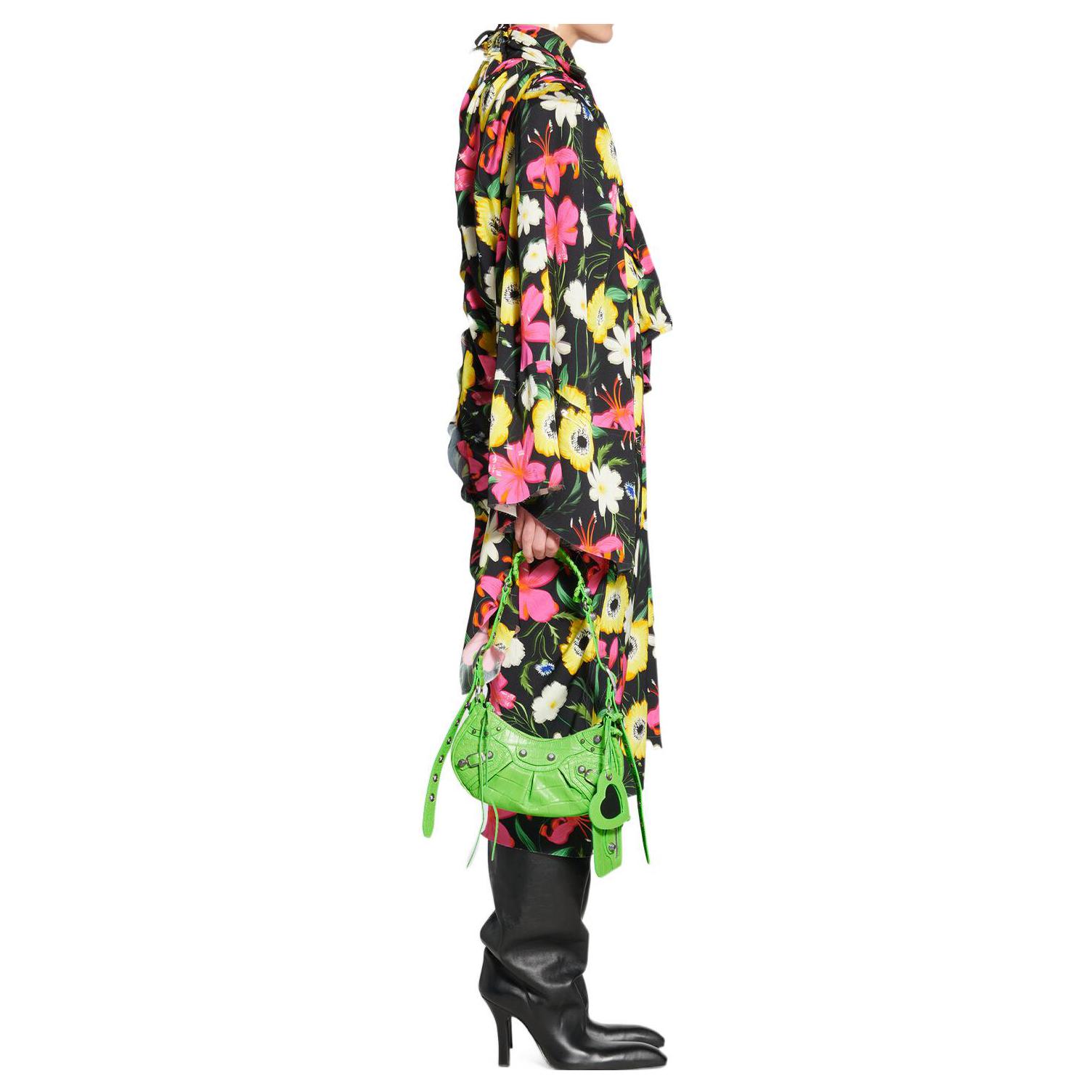 Плечевая сумка женская Balenciaga Le Cagole XS, зеленая-черная