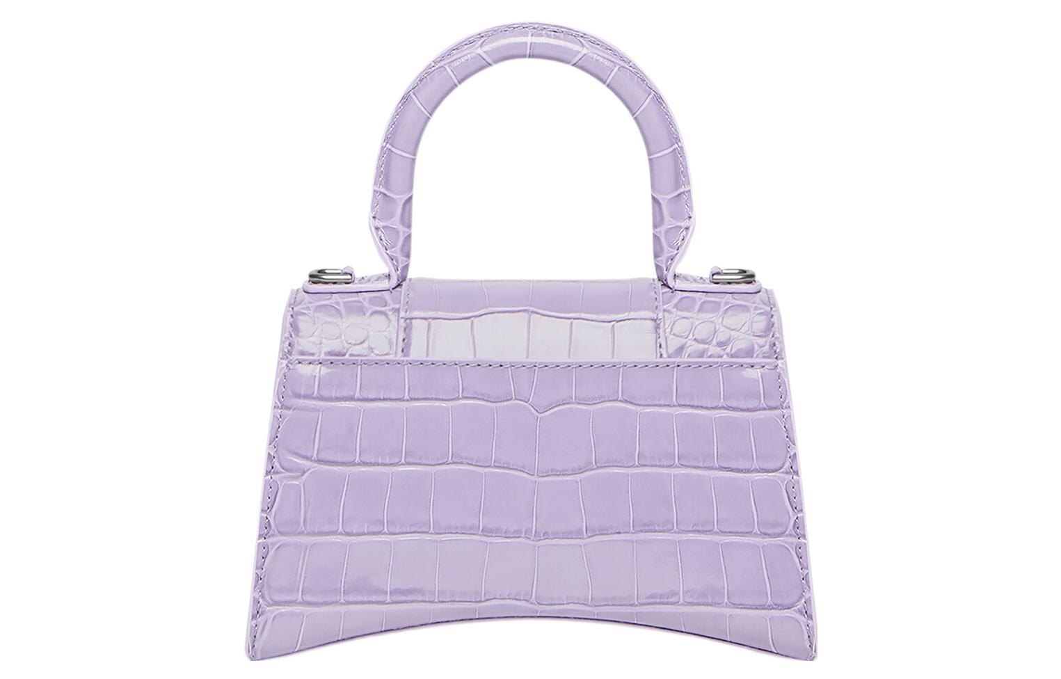 Сумка женская Balenciaga Hourglass Top Handle XS, лиловая