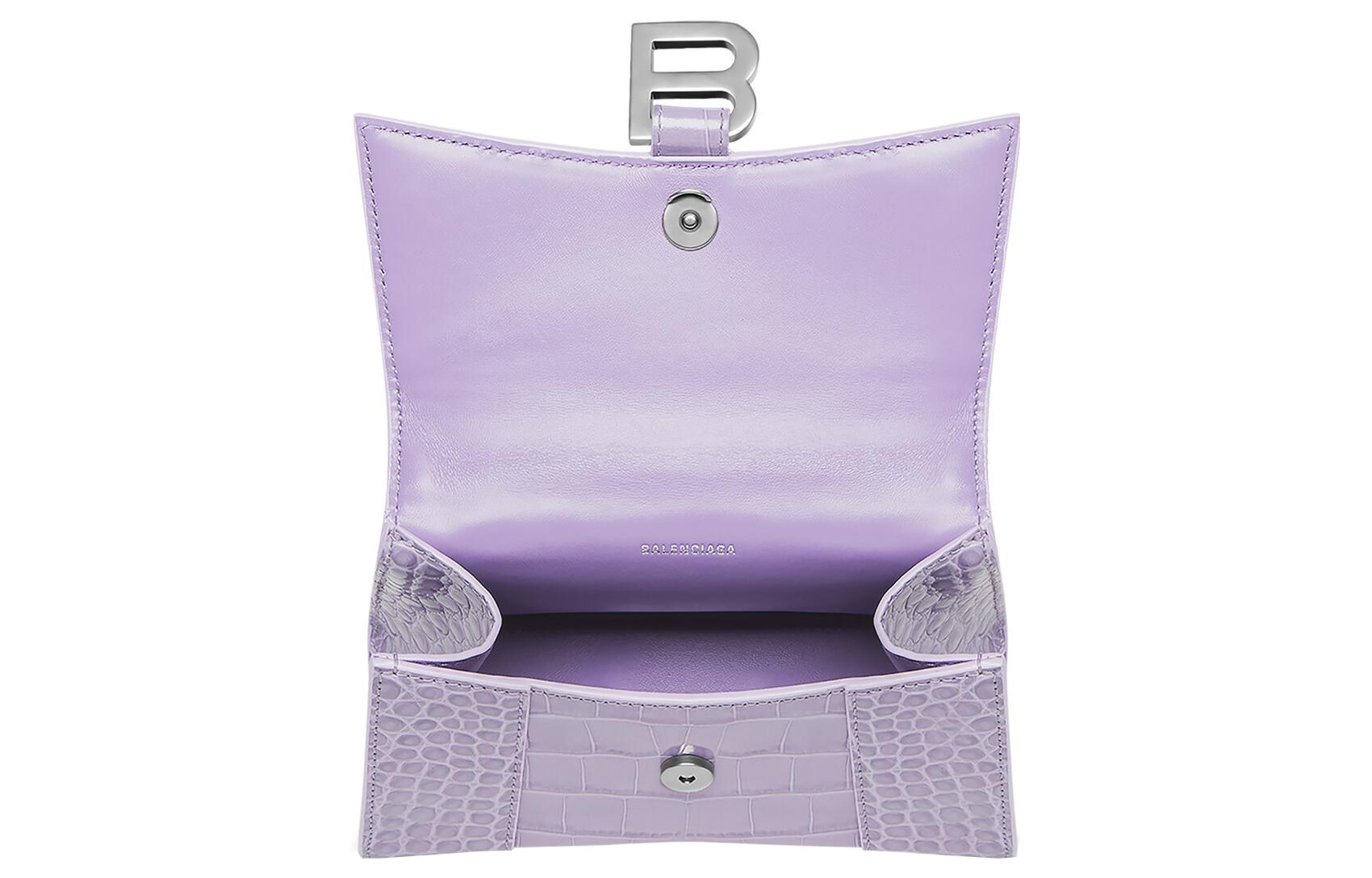 Сумка женская Balenciaga Hourglass Top Handle XS, лиловая