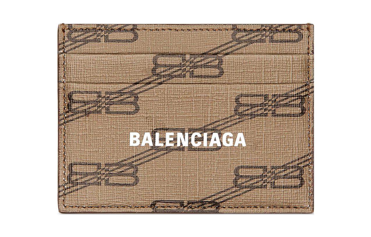 Визитница женская Balenciaga Card Clip бежево-коричневая