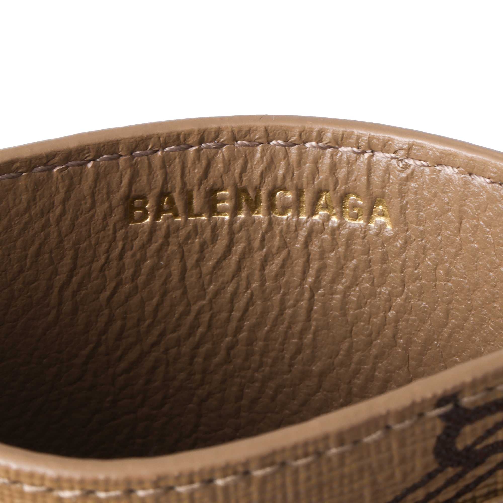 Визитница женская Balenciaga Card Clip бежево-коричневая