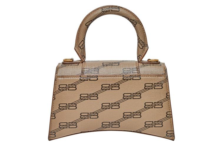 Сумка женская Balenciaga Hourglass XS BB Monogram бежево-коричневая