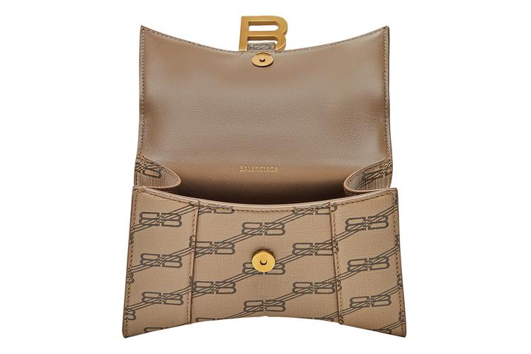 Сумка женская Balenciaga Hourglass XS BB Monogram бежево-коричневая
