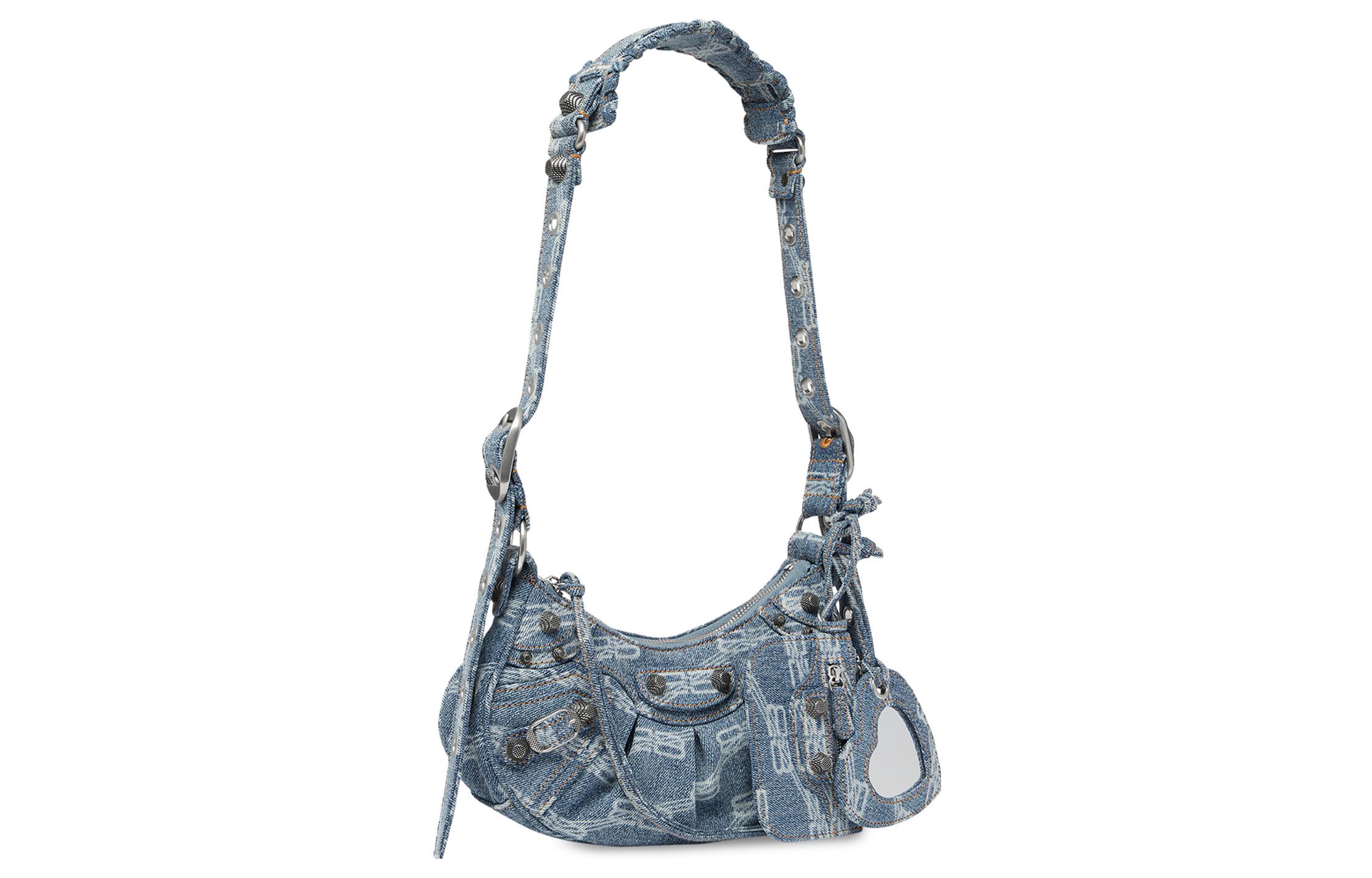 Сумка женская Balenciaga Le Cagole XS BB Monogram blue/bleached denim