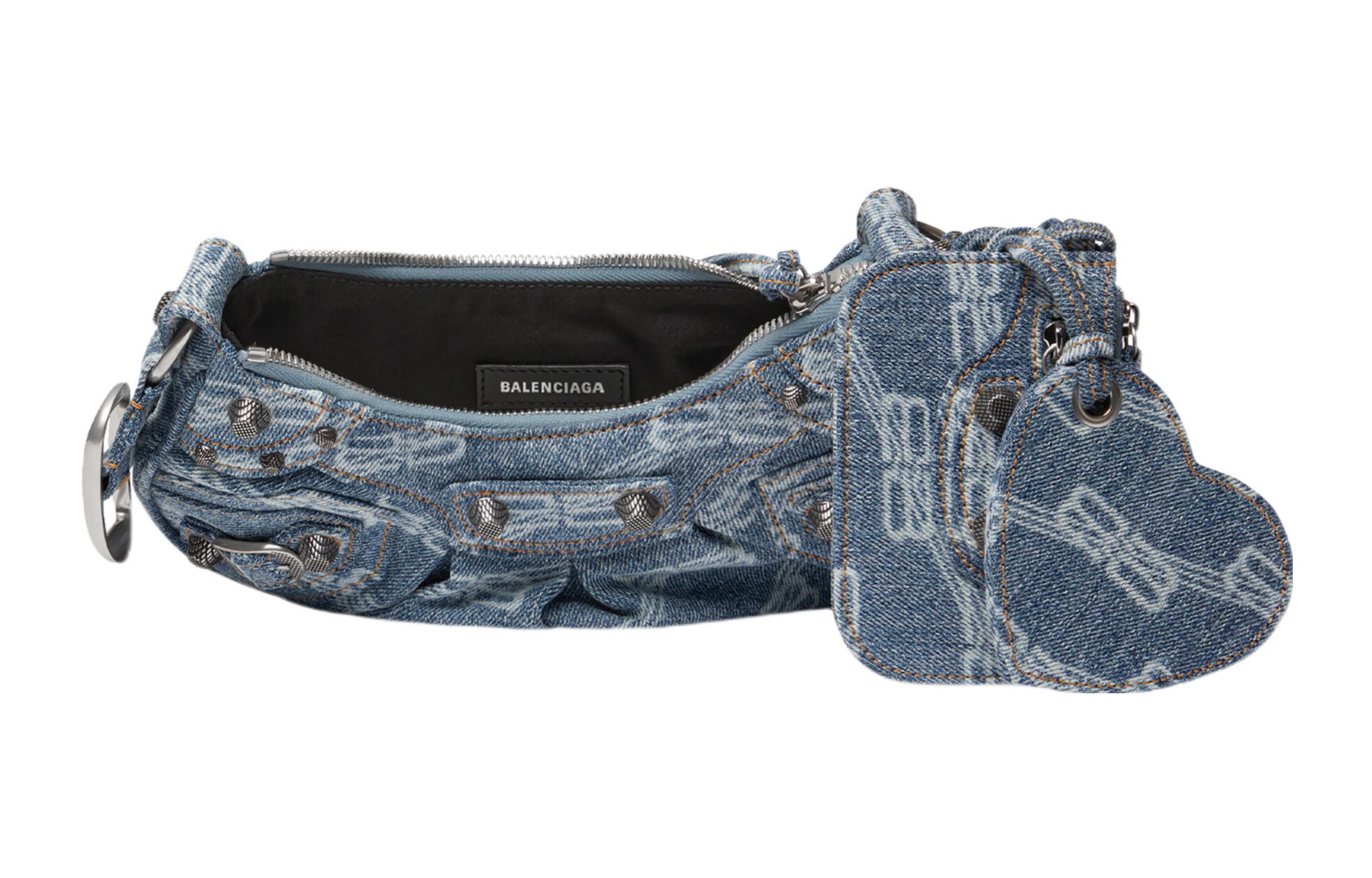 Сумка женская Balenciaga Le Cagole XS BB Monogram blue/bleached denim