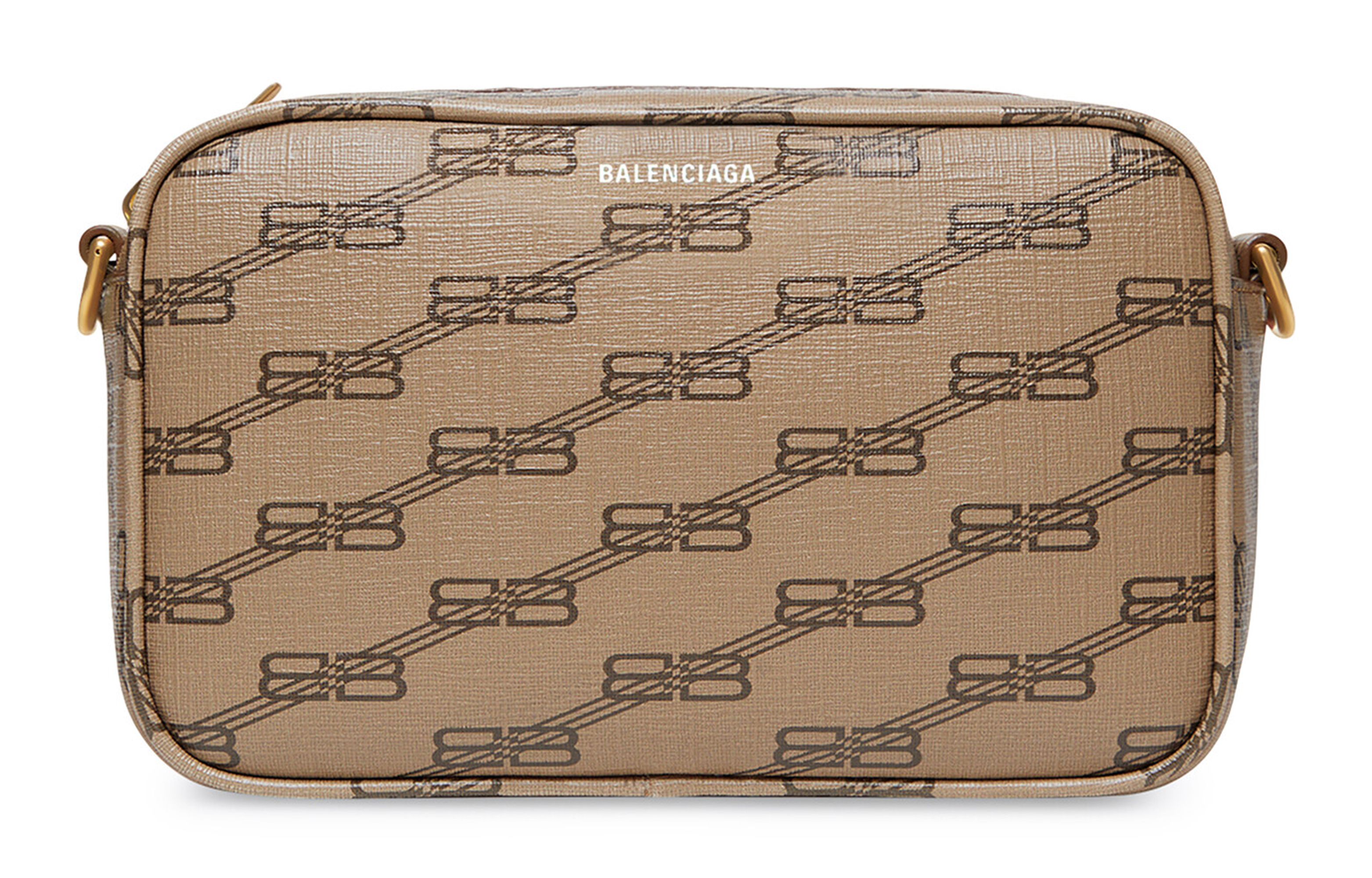 Сумка женская Balenciaga BB Monogram Small Camera Bag, beige-brown