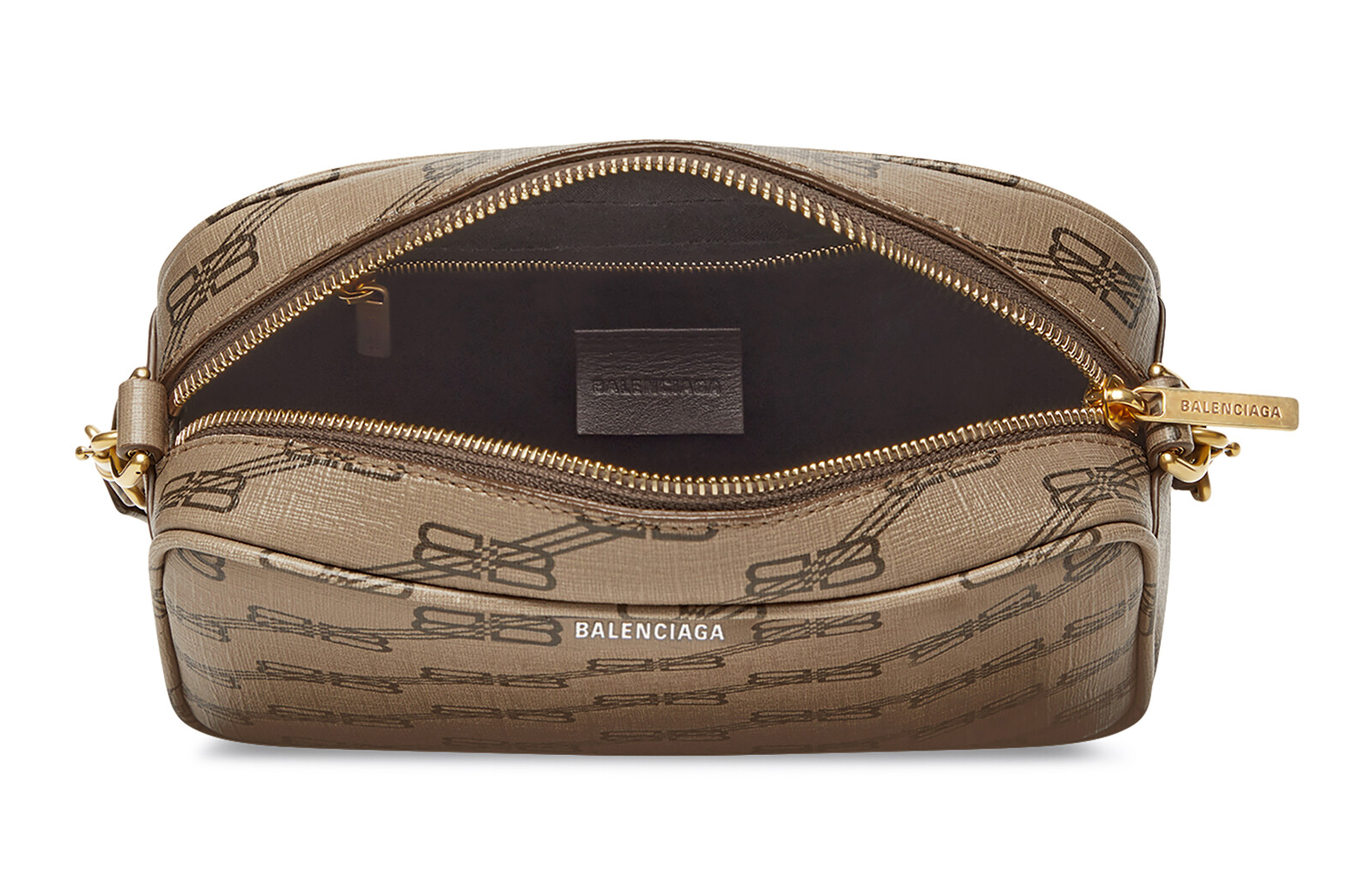 Сумка женская Balenciaga BB Monogram Small Camera Bag, beige-brown